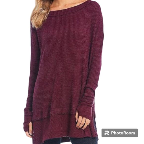We the Free by Free People Burgundy Dress With Thumb Holes Size Medium - Picture 1 of 10